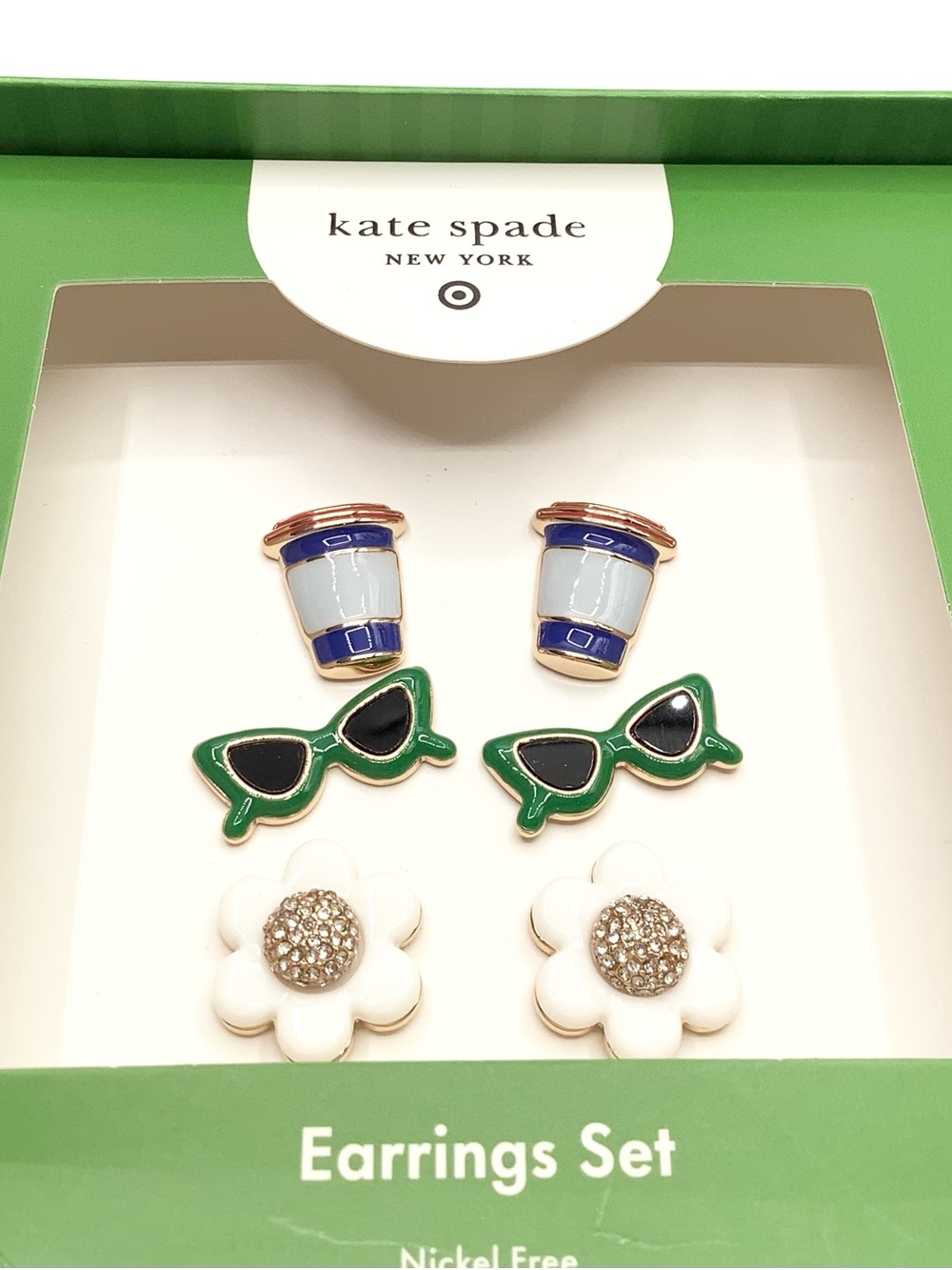 kate spade Trio Stud Earring Set — Green, Blue & White
